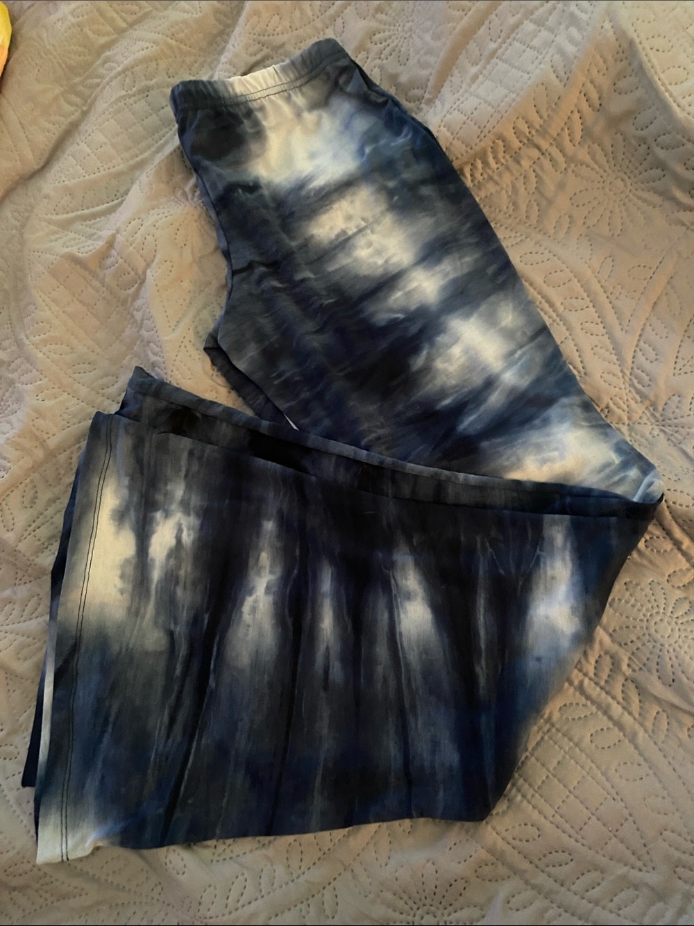 Women's Navy white tide dye boho flares. Like new.